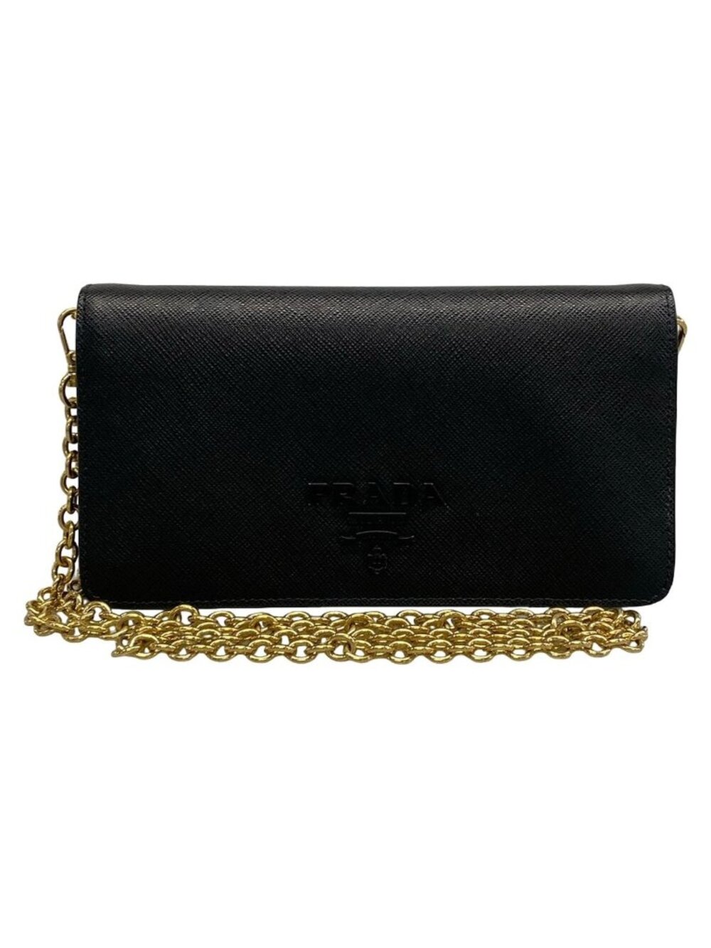 Prada Wallet Black Chain Leather Shoulder Bag